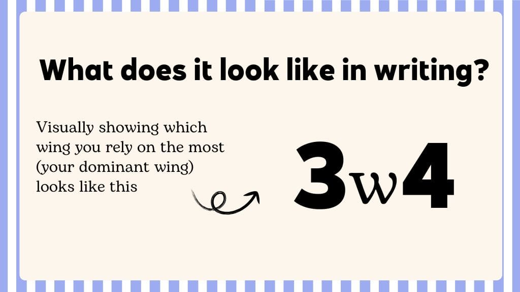 Graphic showing example wing notation ‘3w4’ with text explaining dominant wing in writing