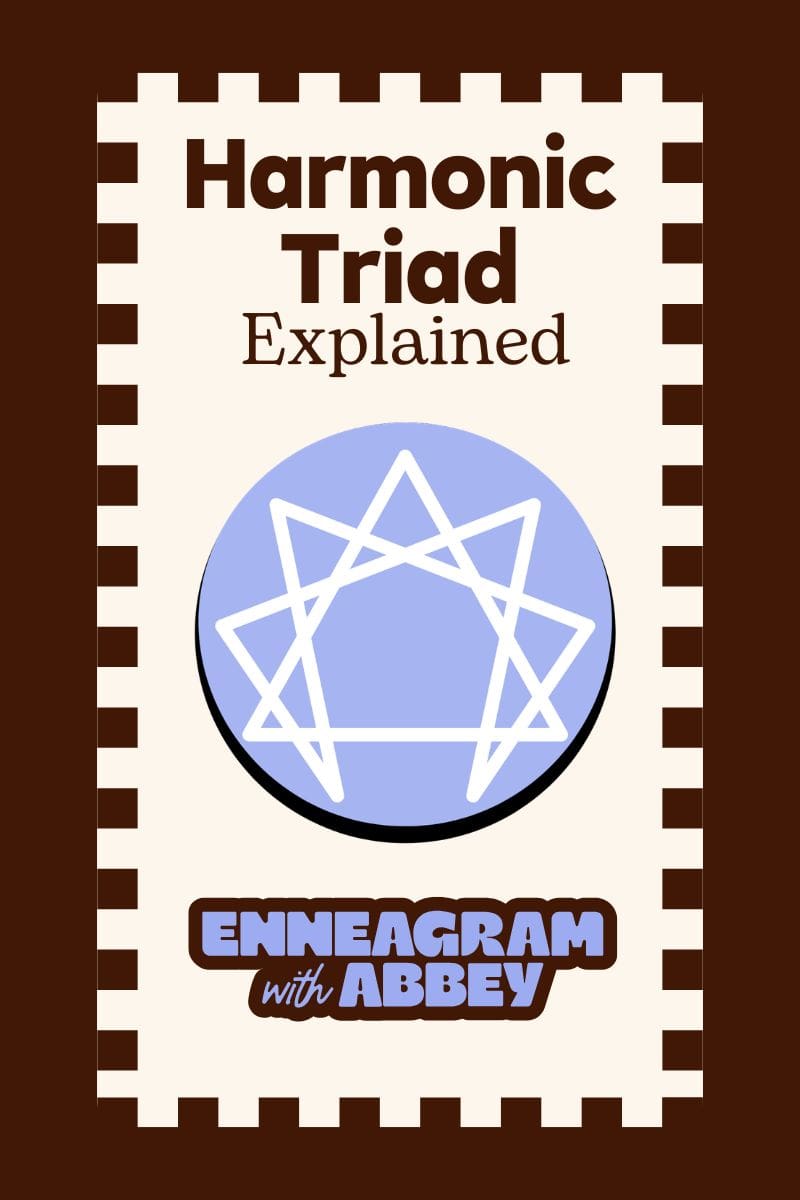 Featured image reading “Harmonic Triad Explained” with a stylized Enneagram symbol inside a blue circle and the label “Enneagram with Abbey” on a cream background with a brown border