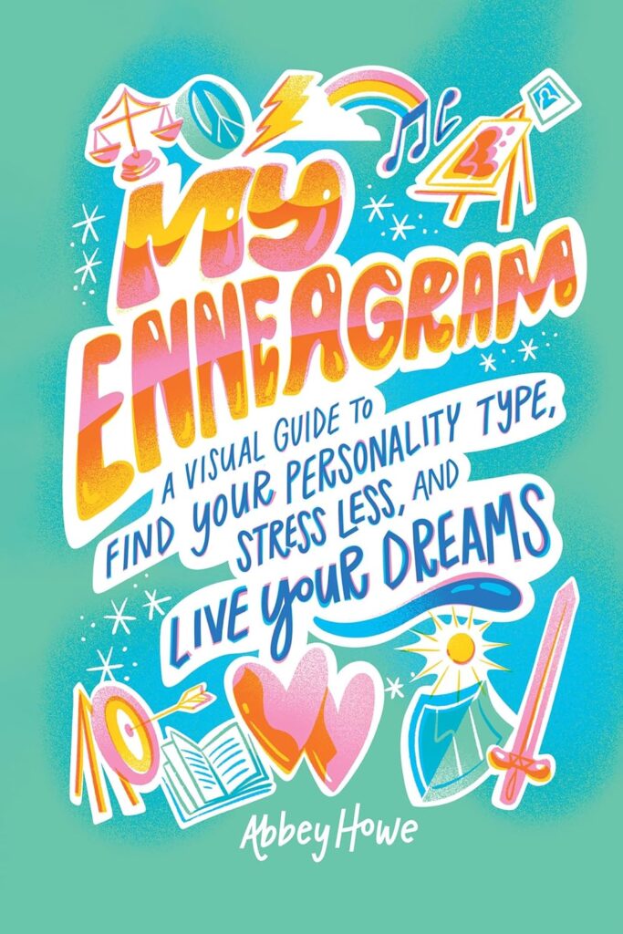 Colorful My Enneagram book cover with playful icons symbolizing personality types, growth, and self-discovery.