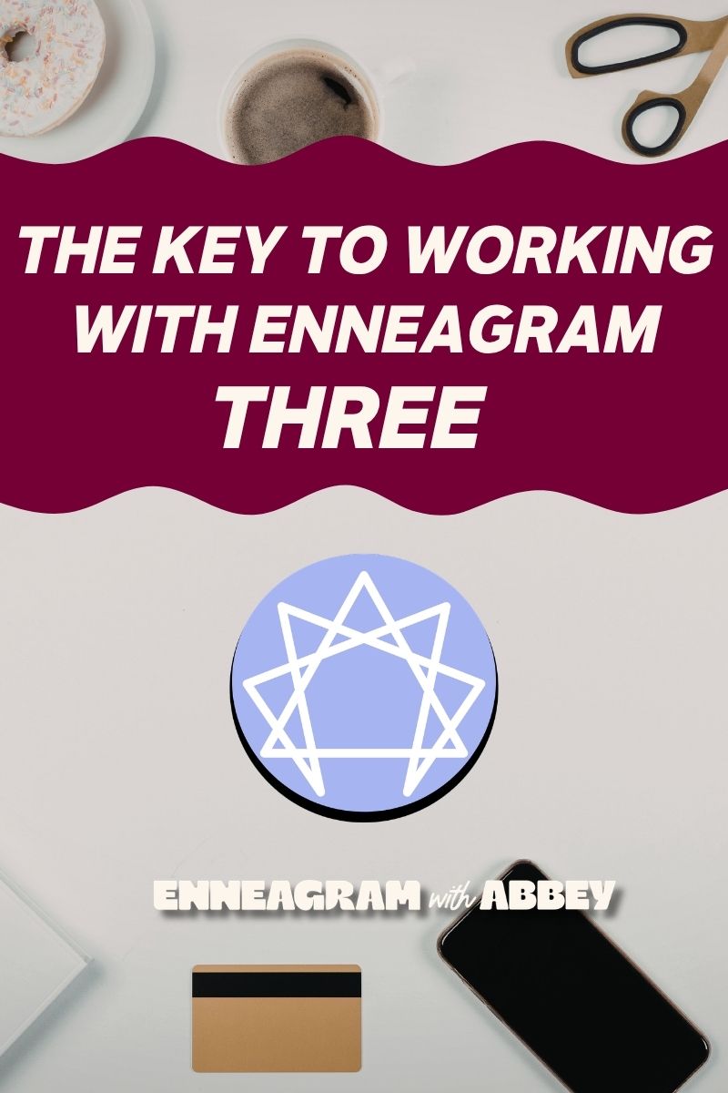 Desk scene with coffee and Enneagram symbol illustrating working with an Enneagram 3 effectively